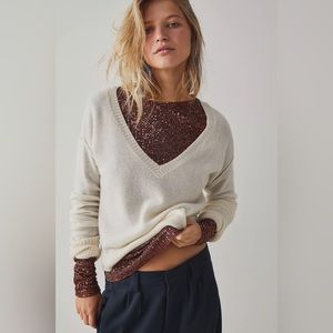 Free People Gold Rush Long Sleeve in Hot Chocolate Combo - NWT